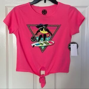 MAUI & SONS Girls Front Tie Top with Shark Print